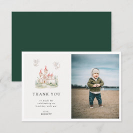 Söt Drak Slott Tema Födelsedagsfest Foto Tack Kort