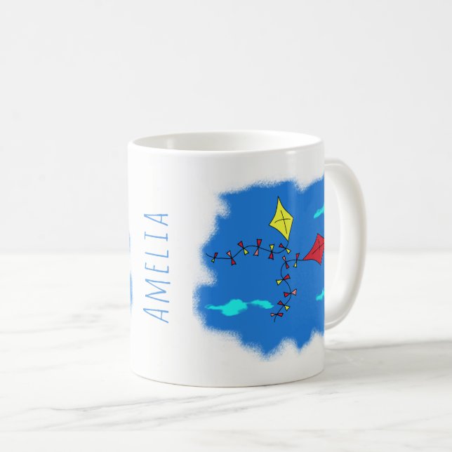 Söt Drake Teckning Barn Namn Kaffemugg (Framsida höger)