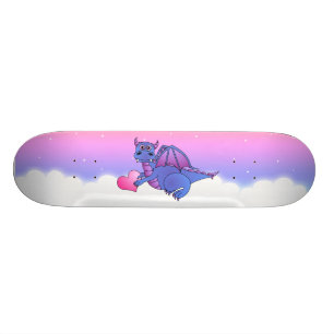 Söt Drakhjärta Blå - Rosa - Lila Skateboard