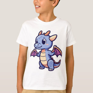 Söt Drakskalle Maskot Anime Stil Vektor T-Shirt