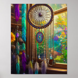 Söt Dreamcatcher i Window Lila Boho Poster