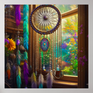 Söt Dreamcatcher i Window Lila Boho Poster