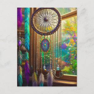 Söt Dreamcatcher i Window Lila Boho Vykort