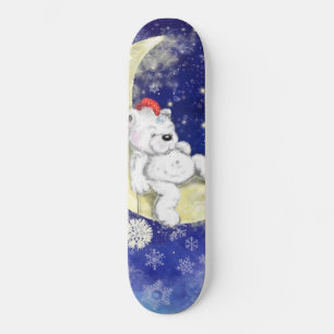 Söt Dreaming Little Bear - God jul Mini Skateboard Bräda 18,5 Cm