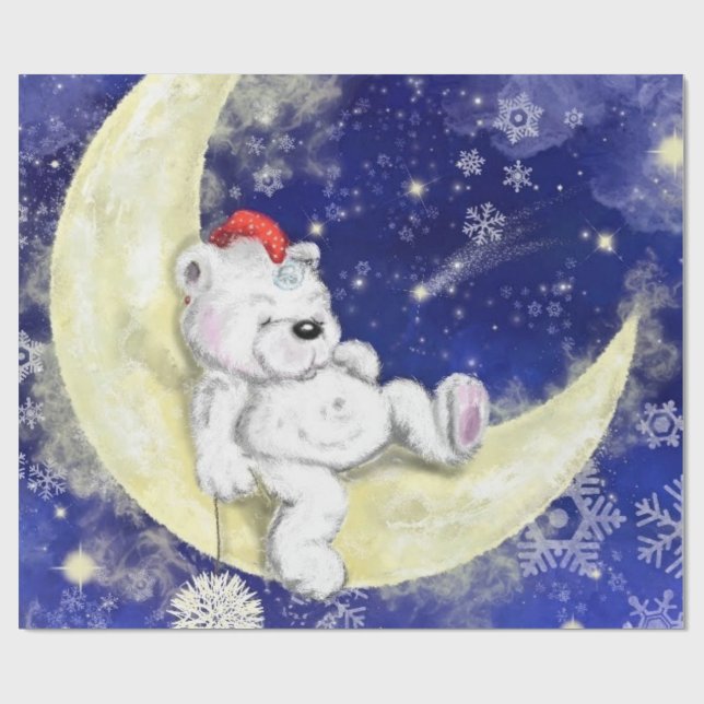 Söt Dreaming Little Bear - God jul Presentpapper (Platt)