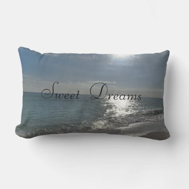 Söt Dreams Beach Ocean Blue Scene Cushion Pillow Lumbarkudde (Framsida)