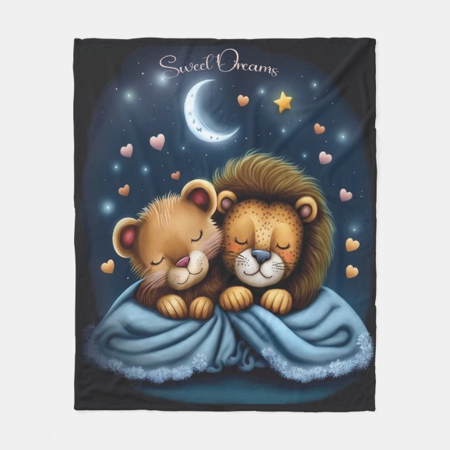 Söt Dreams Cute Design Lejon Fleecefilt (Framsidan)