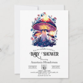 Söt Dreamy Mushroom Baby Shower Inbjudningar