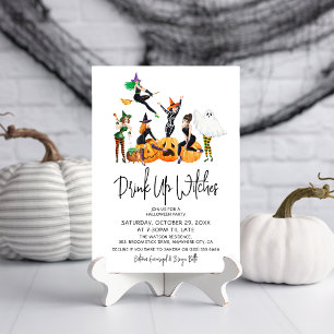 Söt 'Drick Upp Häxor' Halloweenfest för vuxna Inbjudningar