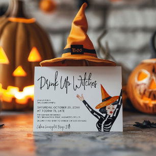 Söt 'Drick Upp Häxor' Tjejers Halloweenfest Inbjudningar