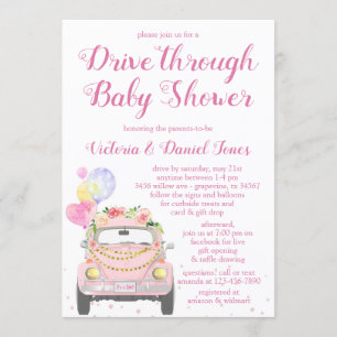 Söt Drive Through Baby Shower Inbjudningar