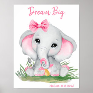 Söt Dröm Stor Rosa Elefant Personlig Poster