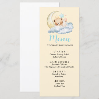 Söt dröm teddybjörn Pojke baby Shower Meny