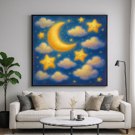 Söt drömlig natthimmel - Pastellmålning stil Poster