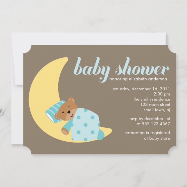 Söt drömpojkebaby shower inbjudningar (Framsida)