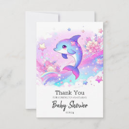 Söt Drömsk Delfin Baby Shower Tack Kort