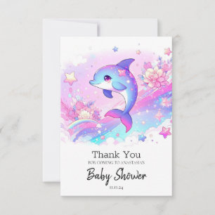 Söt Drömsk Delfin Baby Shower Tack Kort