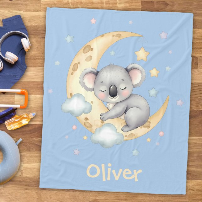 Söt drömsk koala på halvmåne fleecefilt (Skapare uppladdad)