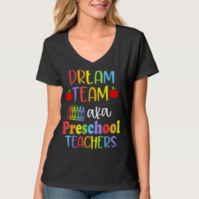 Söt drömteam aka förskolelärare glada tillbaka  t shirt (Framsida)