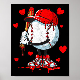 Söt droppande basebollälskare Alla hjärtans dag po Poster