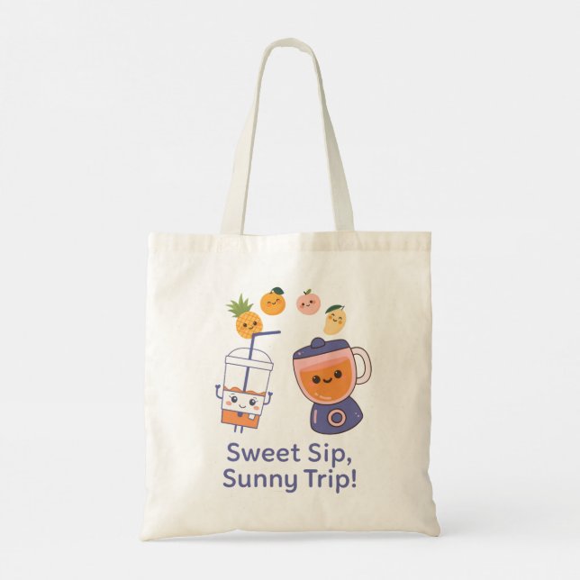 Söt dryck, solig resa – Kawaii sommar Smoothie  Tygkasse (Baksida)
