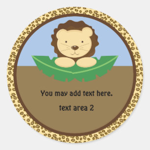 Söt Dschungellejon Safari-fest Baby Shower-dekal Runt Klistermärke