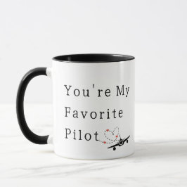 Söt Du Är Min Favoritpilot, Flygplan & Hjärtan Mugg