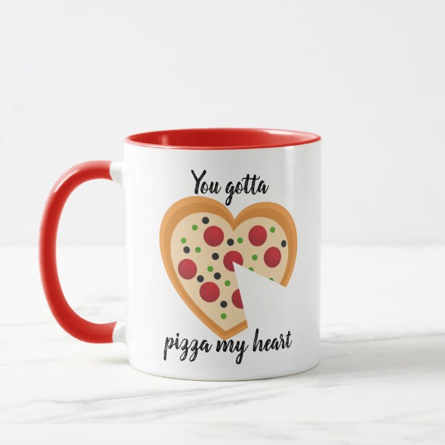 Söt Du Måste Ha En Pizza I Mitt Hjärta Puns Mugg (Vänster)
