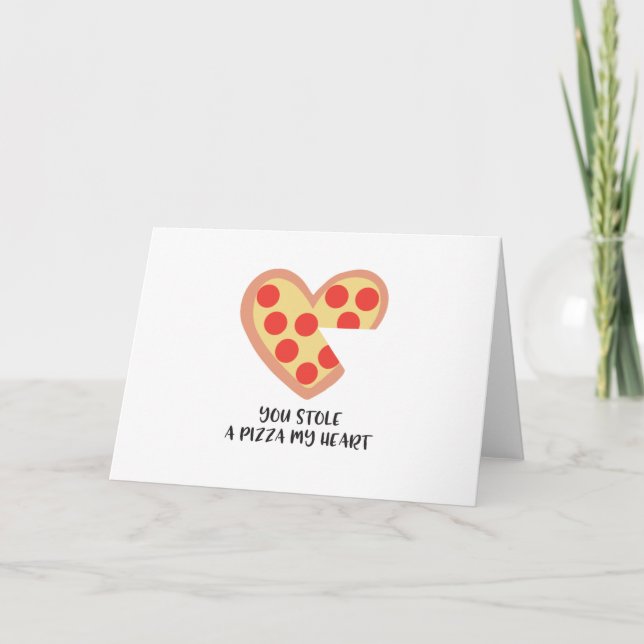 Söt 'Du stal en pizza min hjärta' gratulationskort Kort (Framsida)