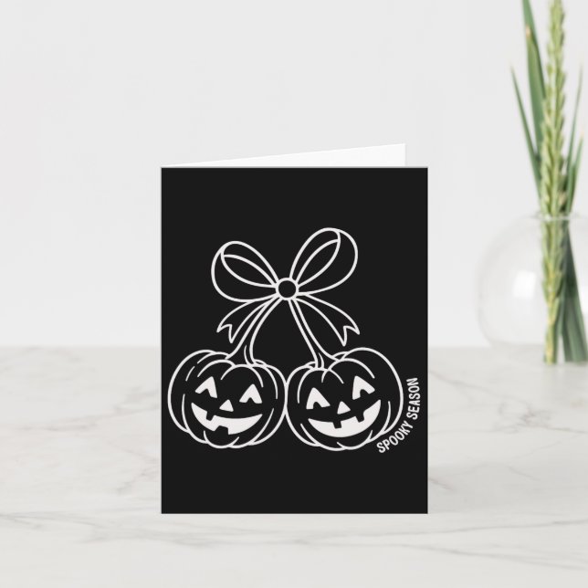 Söt dubbelpumpa Jack O Lantern-ansikte Båge Hallow Kort (Framsida)