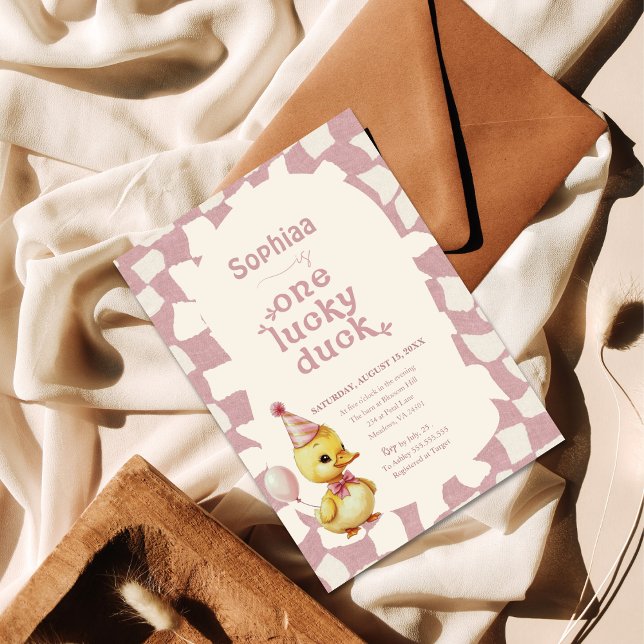 Söt Duckling 1:a födelsedagsinbjudan Inbjudningar (Skapare uppladdad)