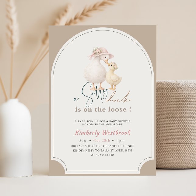 Söt dum anka valv blomster baby shower inbjudningar (Skapare uppladdad)