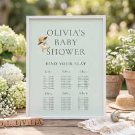 Söt dum gås 6 Bord sittplatskarta Baby Shower Poster