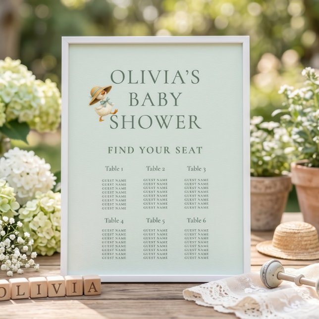 Söt dum gås 6 Bord sittplatskarta Baby Shower Poster (Skapare uppladdad)