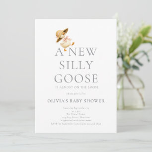 Söt dum gås rosa grå baby shower inbjudningar