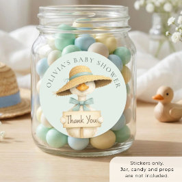 Söt dum gås sage tack baby shower runt klistermärke