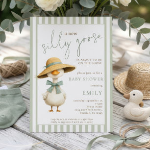 Söt dum gås salvia ränder baby shower inbjudningar