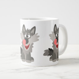 Söt dum tecknad varg jumbo mugg