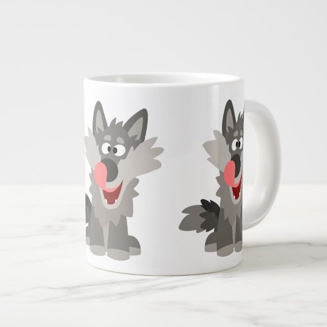 Söt dum tecknad varg jumbo mugg (Framsida höger)