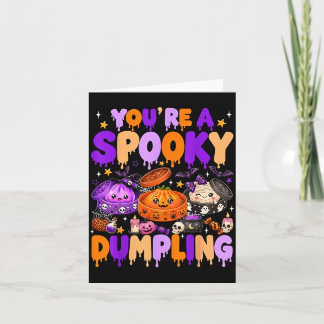 Söt Dumpling Halloween Pumpa Häxa Dumpling Kort (Framsida)