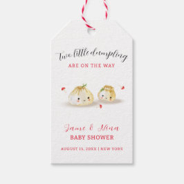 Söt dumplingsvamp Tvilling Bebis Shower  Presentetikett