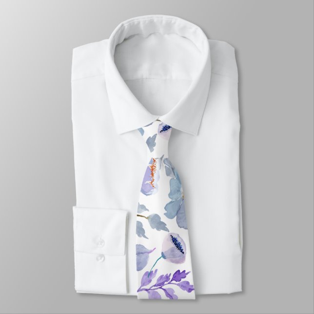 Söt Dusty Blue Lilac Watercolor Flowers Mönster Slips (Bunden)