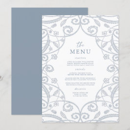 Söt Dusty Blue Silver Glitter Snöre Bröllop Menu Meny