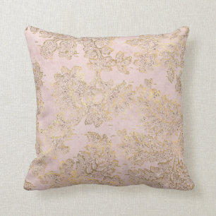 SÖT DUSTY ROSA GULD BLOMMIGT CUSHION KUDDE