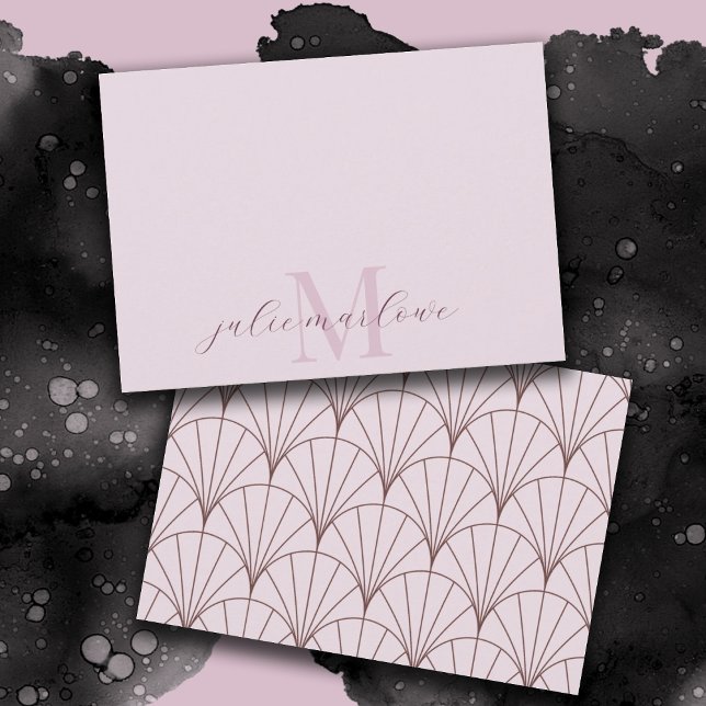 Söt Dusty Rosa Monogram Lila Fläkt Mönster Anteckningskort (Skapare uppladdad)