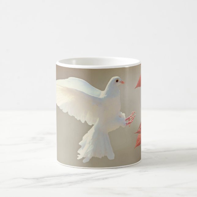 Söt duva vit duva Kärlek & Fred Symbol Fågel  Kaffemugg (Center)