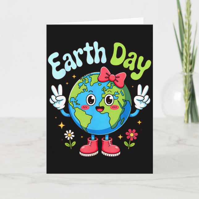 Söt Earth Day 2026 Bow Rädda Planeten För Flickor  Kort (Framsida)