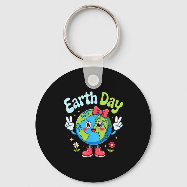 Söt Earth Day 2026 Bow Spara Planeten För Flickor  Nyckelring (Framsida)