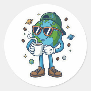 Söt Earth Day 2026 Kaffe-dekal Runt Klistermärke