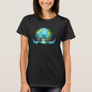 Söt Earth Day Sköldpadda Rädda Planeten 22 April H T Shirt
